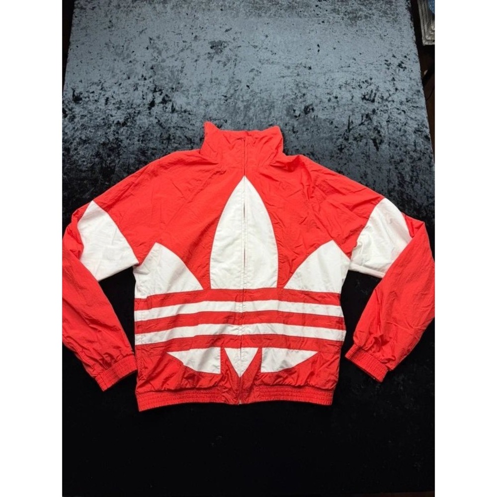 adidas Originals Big Trefoil Track Jacket Mens M Red White FM9891 Nylon